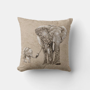 Swirly Elephant Family Kudde