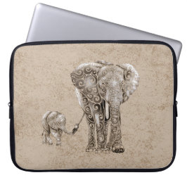 Swirly Elephant Family Laptop Fodral