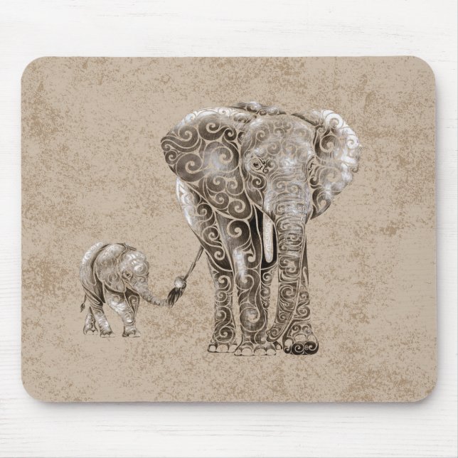 Swirly Elephant Family Musmatta (Framsidan)