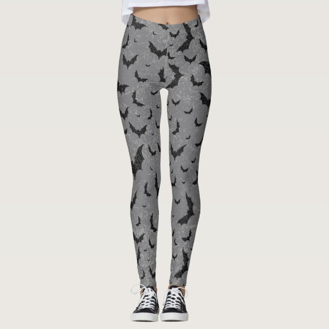 Swirly Fladdermus Svarmt Leggings (Framsida)
