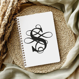 Swirly Flourish Initial Monogram Anteckningsbok
