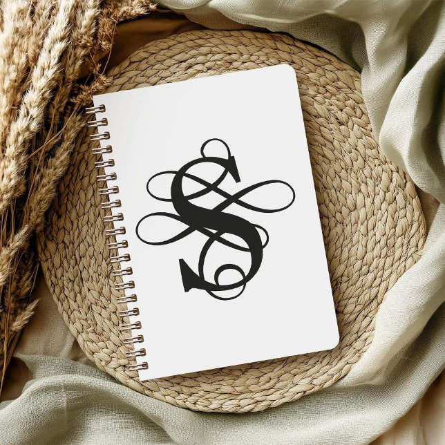 Swirly Flourish Initial Monogram Anteckningsbok (Skapare uppladdad)