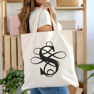 Swirly Flourish Initial Monogram Tygkasse