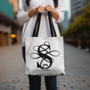 Swirly Flourish Initial Monogram Tygkasse