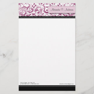 Swirly Fuschia Boutique Designer Stationery Brevpapper