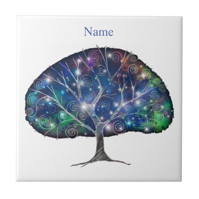 Swirly gren Träd Thunder_Cove Kakelplatta (Framsidan)