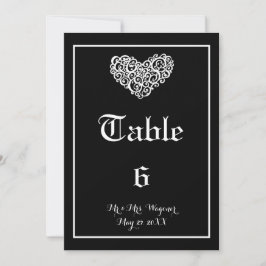 Swirly Heart Bröllop - Bordsnummer
