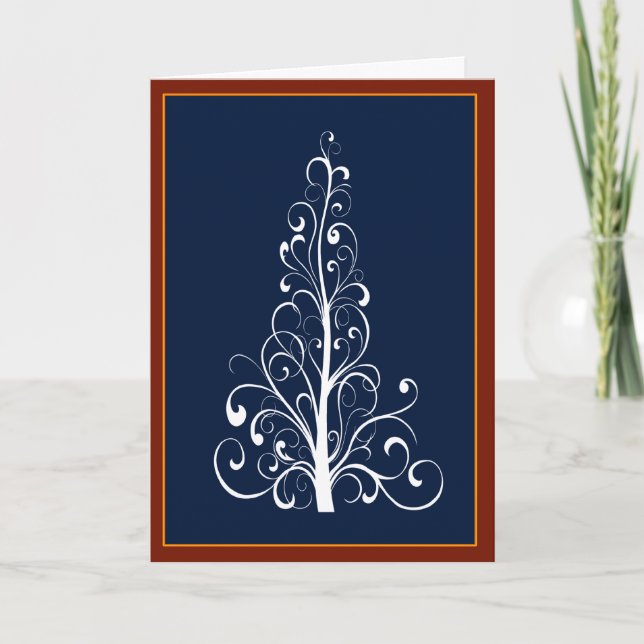 Swirly Julgran med Garland Card Helgkort (Framsida)