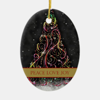 Swirly Julgran Oval Julafton Ornament