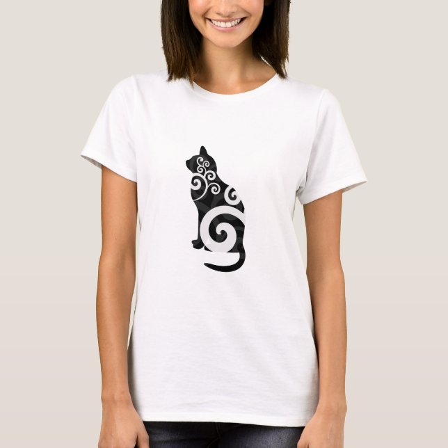Swirly kattsvart tee shirt (Framsida)