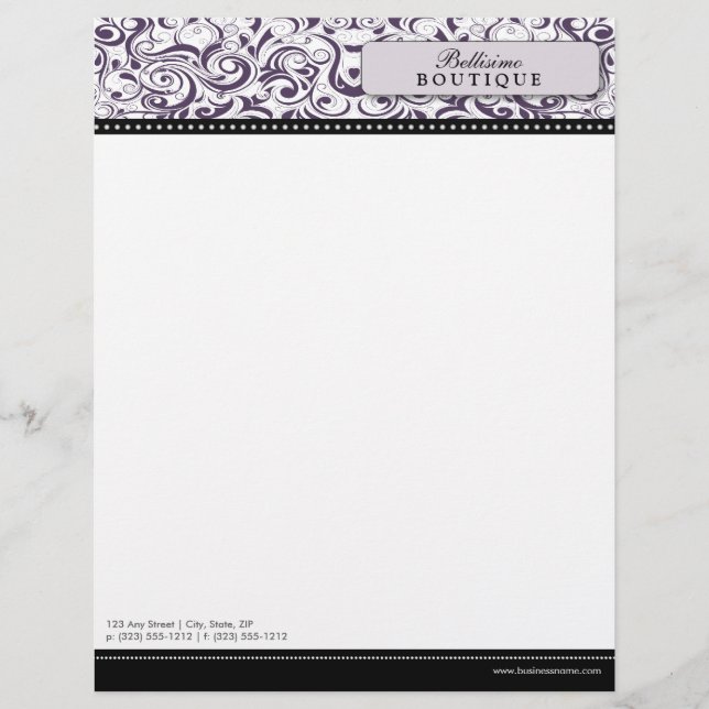 Swirly Lila Boutique Designer Letterhead (Framsida)