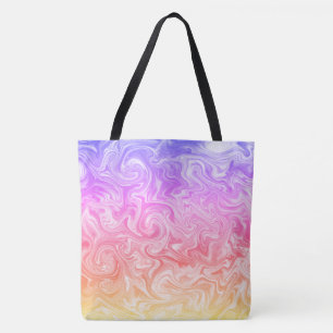 Swirly Lila Rosa Peach Gult Satiny Marble look Tygkasse