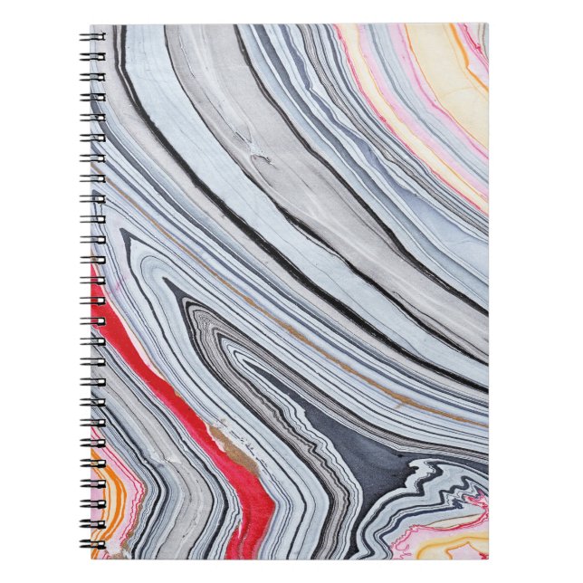 Swirly marmor i korall anteckningsbok (Framsidan)