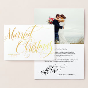 Swirly Married jul Bröllop Photo Tack Folierat Kort