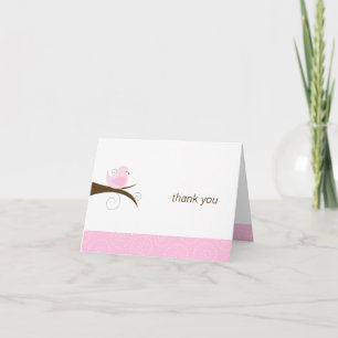 Swirly noterar den rosa fågeln den vikta tack kort