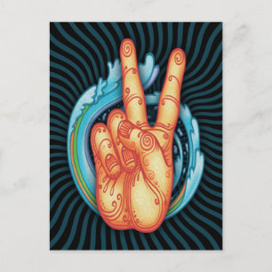 Swirly Peace Hand Vykort