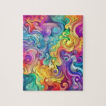 Swirly Rainbow Pride Jigsåg Puzzle