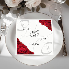 Swirly Röd ros Bröllop Napkin Pappersservett