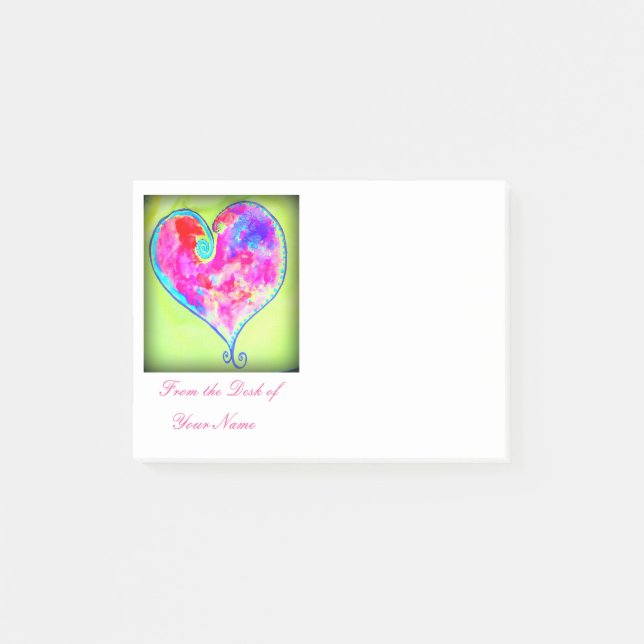 swirly rosa hjärta post-it block (Framsida)