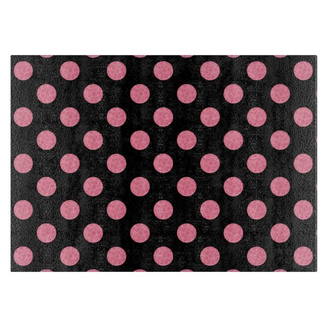 Swirly rosa polka dots på svart bakgrund (Framsidan)