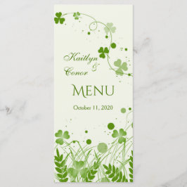 Swirly shamrock in a Bröllop Menu Rack card Meny