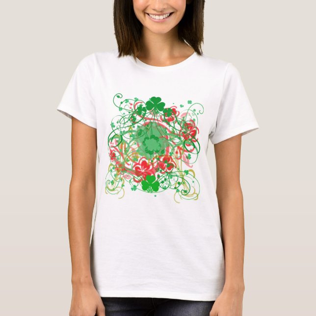 Swirly Shamrocks St. Patrick's Day Tee (Framsida)