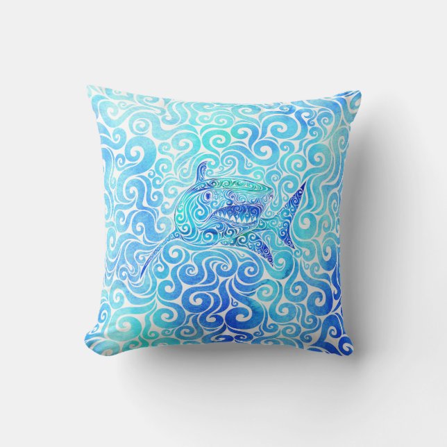 Swirly Shark Kudde (Framsida)