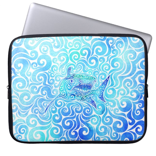 Swirly Shark Laptop Fodral (Framsidan)