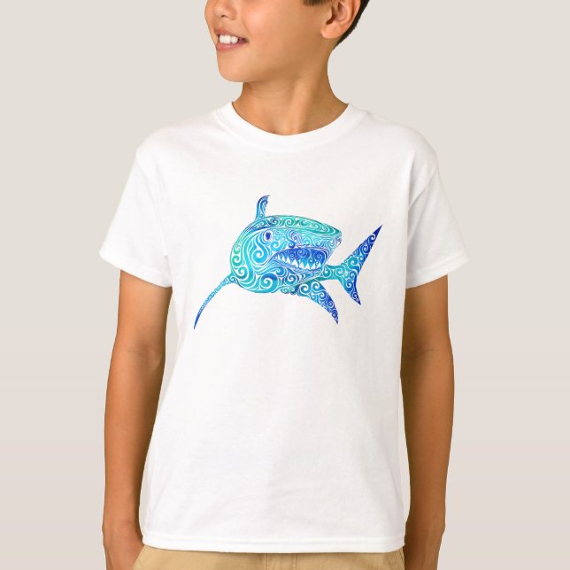 Swirly Shark T Shirt (Framsida)