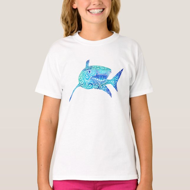 Swirly Shark T Shirt (Framsida)