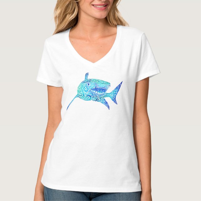 Swirly Shark T Shirt (Framsida)