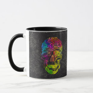 Swirly Skull (färg) Mugg