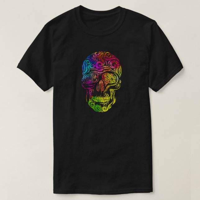 Swirly Skull (färg) T Shirt (Design framsida)