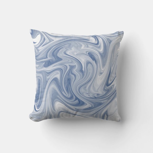 Swirly Slate Blue-Abstrakt Kudde (Framsida)