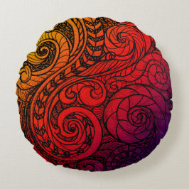 Swirly Sunset Rund Kudde