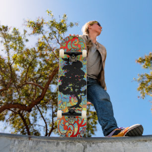 Swirly Träd med fåglar Mini Skateboard Bräda 18,7 Cm
