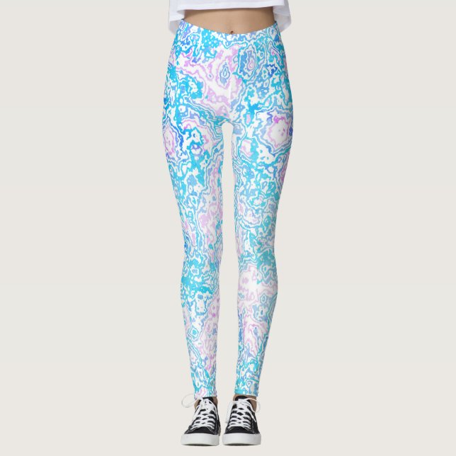 Swirly Trippy Groovy Hippie Boho Funky Marble Leggings (Framsida)