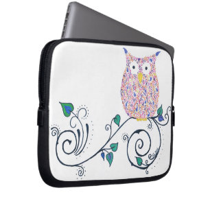 Swirly ugglabärbar dator eller tabletsleeve laptop fodral