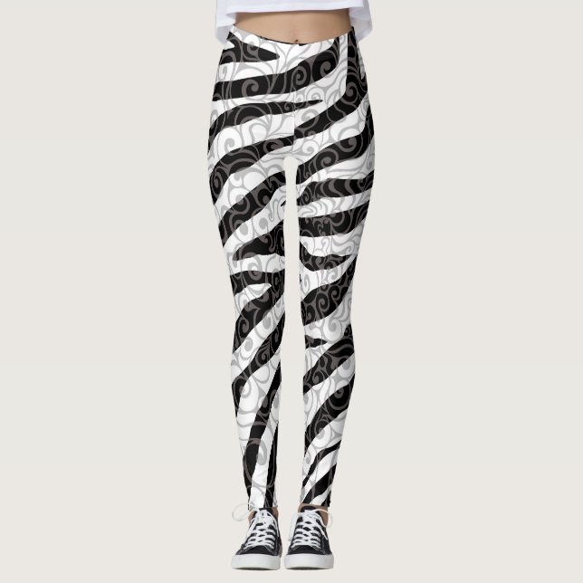 Swirly Zebra Design Leggings (Framsida)