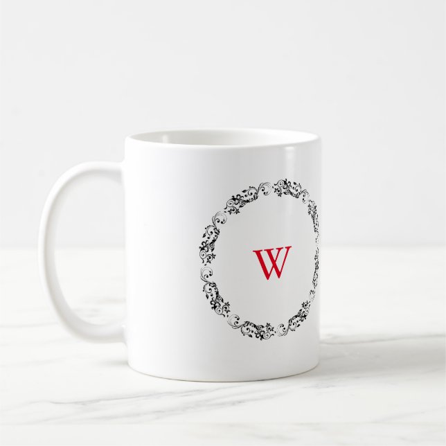 Swirtdesign för svartvit Personlig Kaffemugg (Vänster)