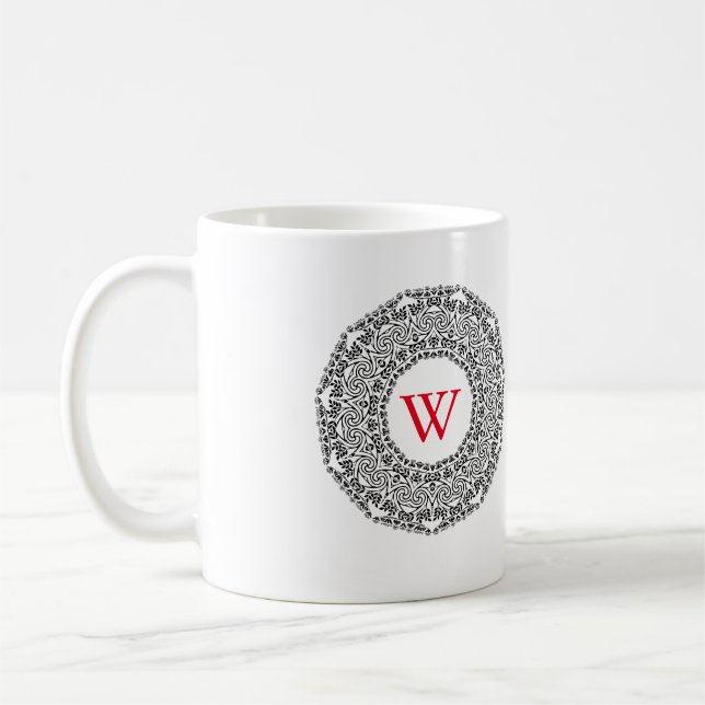Swirtdesign för svartvit Personlig Kaffemugg (Vänster)