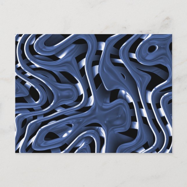 Swiryly Blue Chrome Abstrakt Art Vykort (Framsida)
