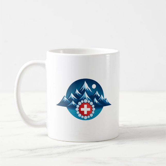 Swiss Alps Illustration Kaffemugg (Vänster)