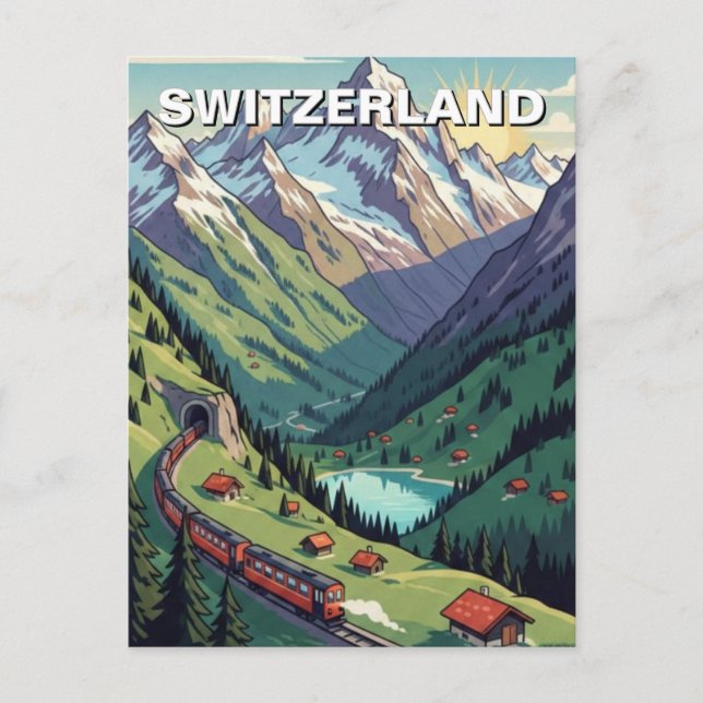 Swiss Alps Switzerland Travel Vykort (Framsida)