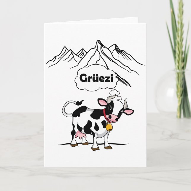 Swiss Cow - Grüezi - Schweiz Travel Kort (Framsida)