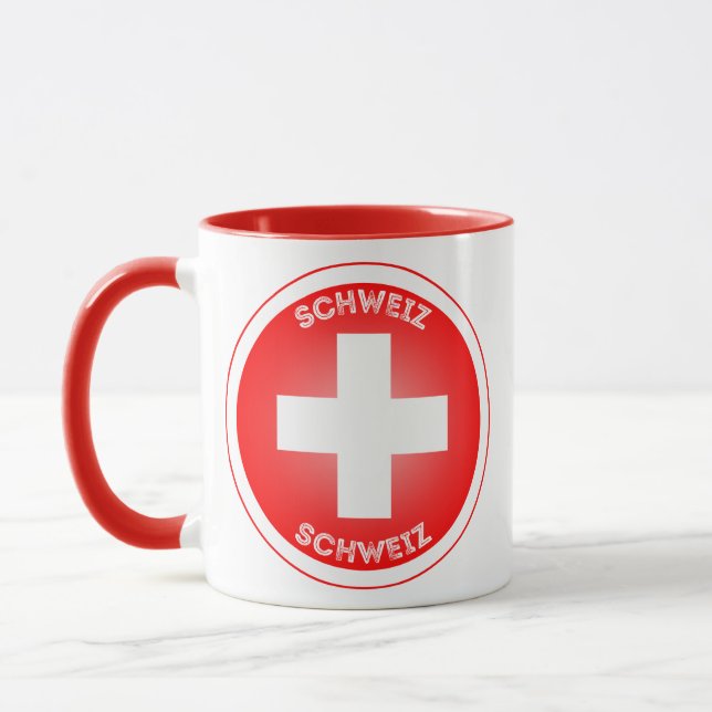 Swiss Cross Schweiz Circle Shape  Mugg (Vänster)
