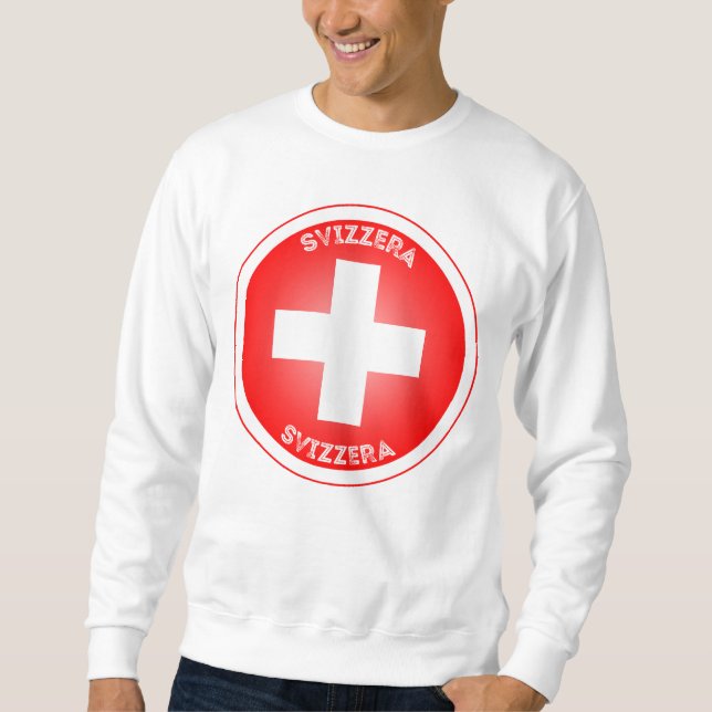 Swiss Cross Svizzera Circle Shape Lång Ärmad Tröja (Framsida)