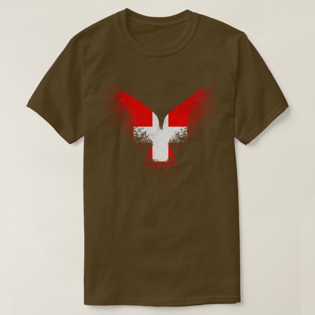 Swiss Eagle Flagga T Shirt (Design framsida)