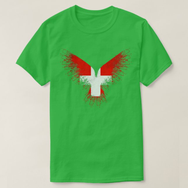Swiss Eagle Flagga T Shirt (Design framsida)