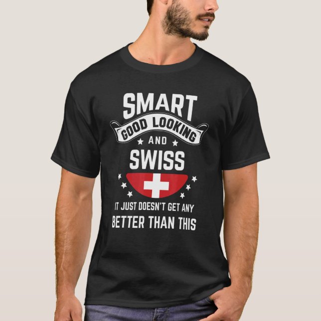 Swiss Flag Native Pride  Switzerland Swiss Roots T Shirt (Framsida)
